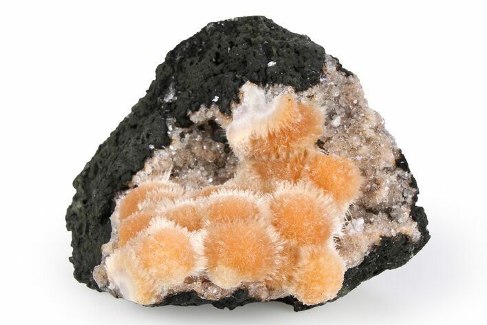 Vibrant Peach Thomsonite on Sparkling Heulandite - India #382311